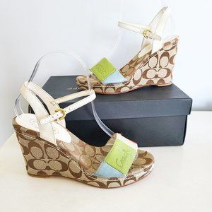 Coach anamaria fabric wedge sandals